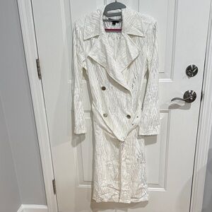 Elegant White Lace Women's Trench Coat